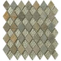 Soho Studio Autumn Series Diamond Green Slate with White Gold Mosaic Backsplash