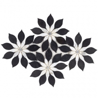 Soho Studio MJ Rain Flower-Black Jade, Calacatta and Calacatta Dot Floral Tile- MJRNFLRBKJDCAL