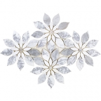 Soho Studio MJ Rain Flower-White Carrara, White Thassos and White Carrara Floral Tile- MJRNFLRWTCRTHS