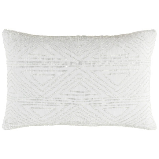 Geometric Grey beaded pillow